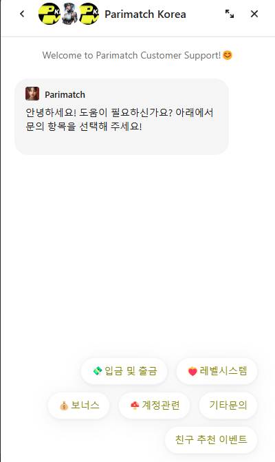 고객지원 온라인 채팅을 통한 운영자와의 대화